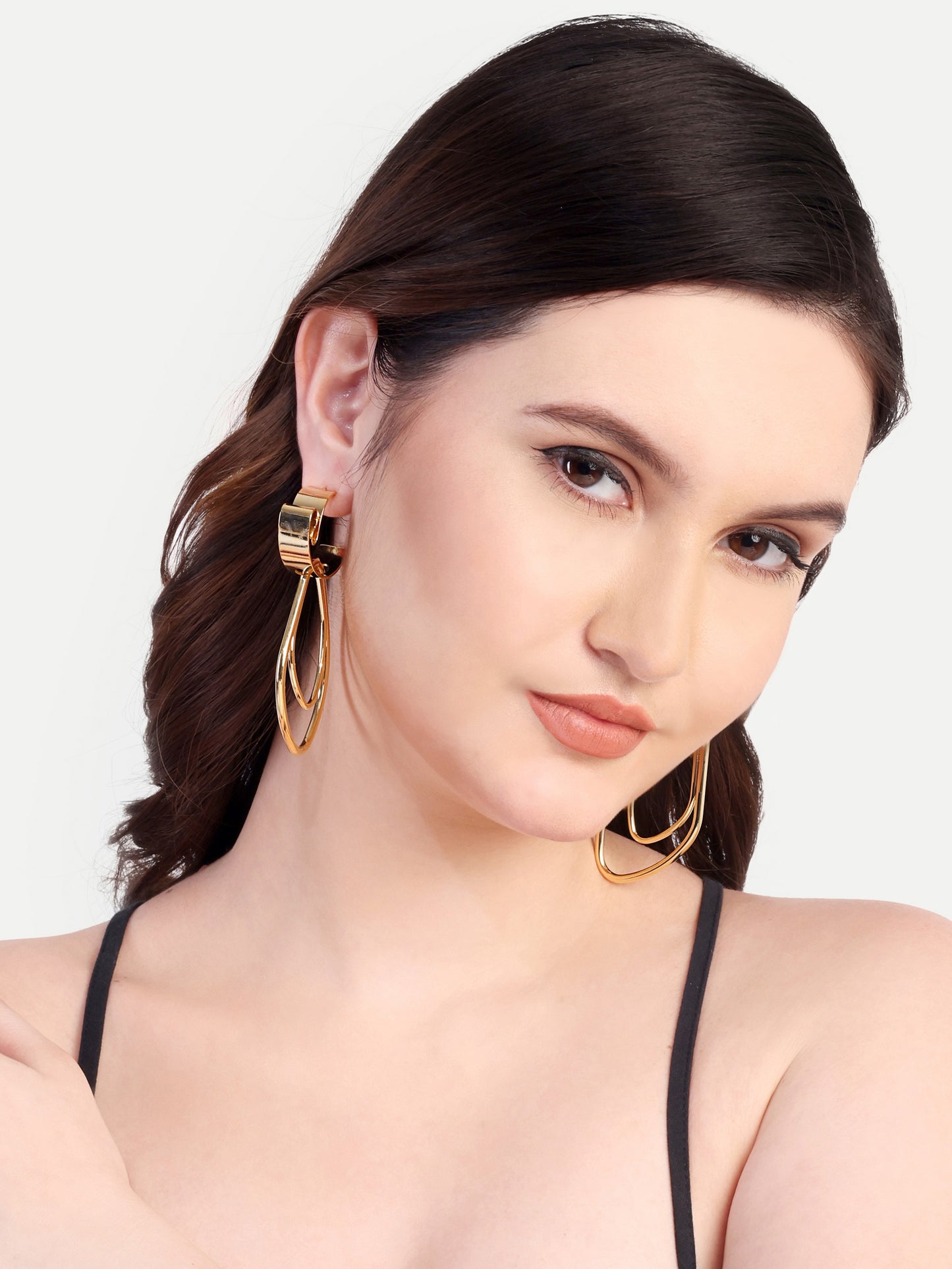 Gold Studded Drop Earrings