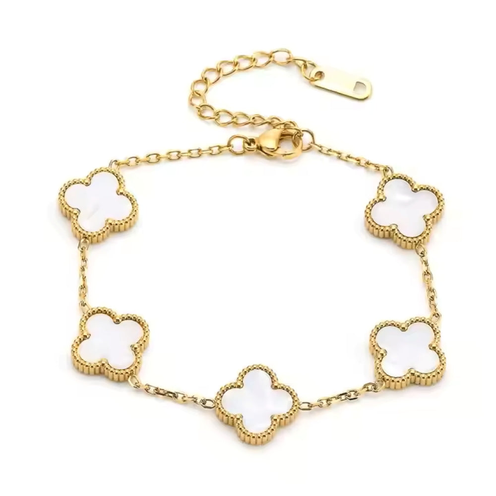 Clover Leaf Bracelet - White