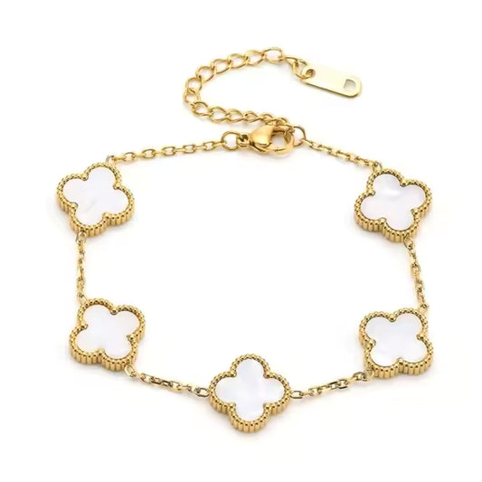 Clover Leaf Bracelet - White