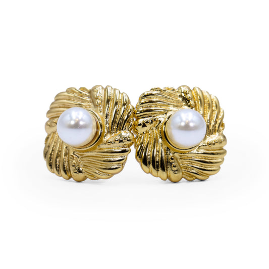 Whisper Of Spring Pearl Studs Round Shaped Earrings
