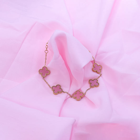 Clover Leaf Bracelet- Pink