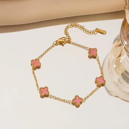 Clover Leaf Bracelet- Pink
