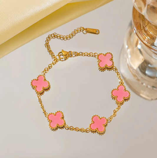 Clover Leaf Bracelet- Pink